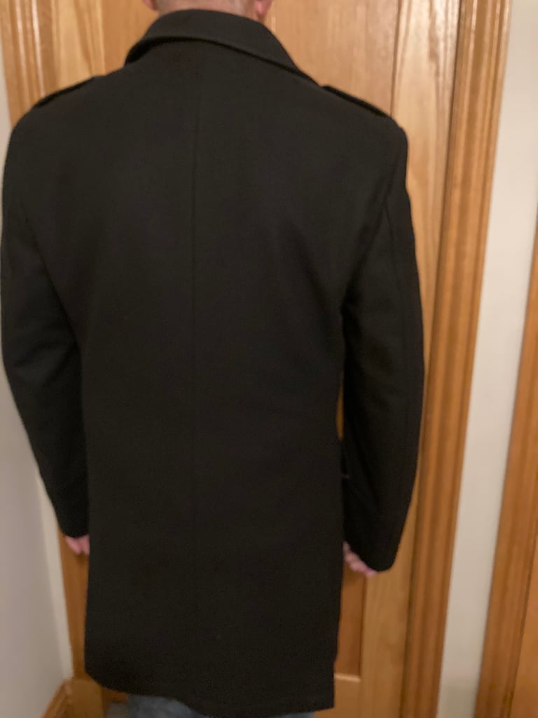 image for Man’s double breasted black long coat