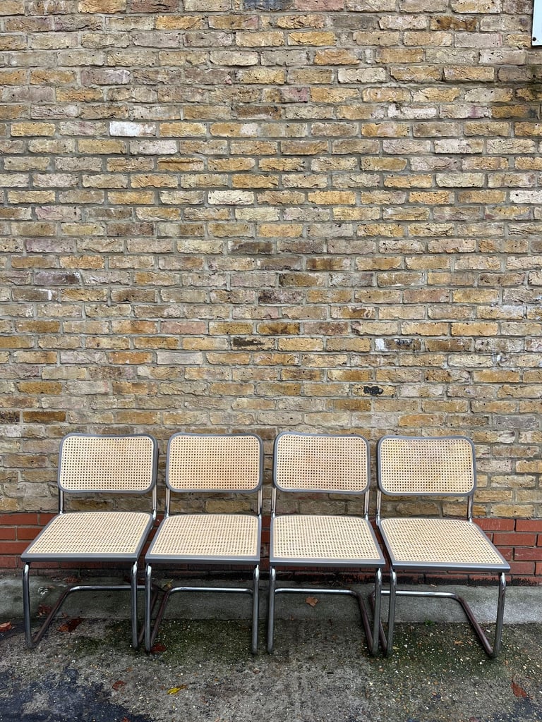 Rare Set of 4 vintage Bauhaus Marcel Breuer grey Cesca dining chairs