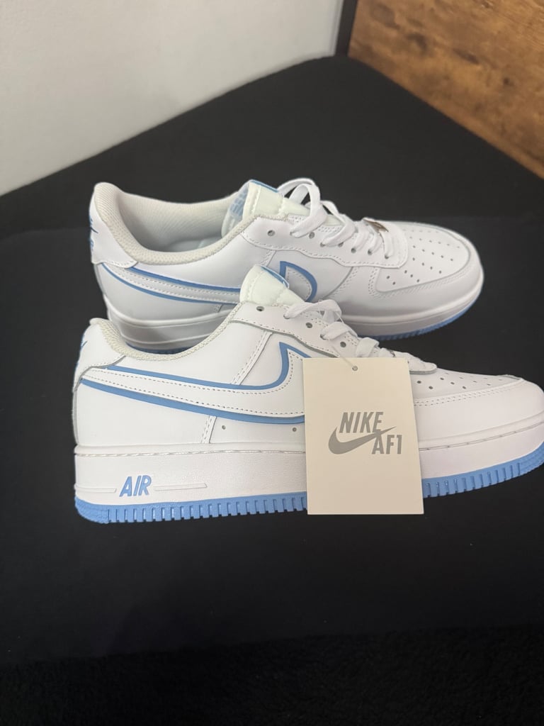 Brand New, Nike Air Force 1’s, White & Blue, Size 9.