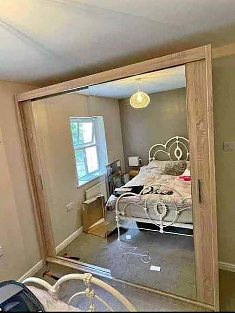 Brand New 2 or 3 Doors Sliding Wardrobe with Full Mirrors in Matte Finish Fast Delivery