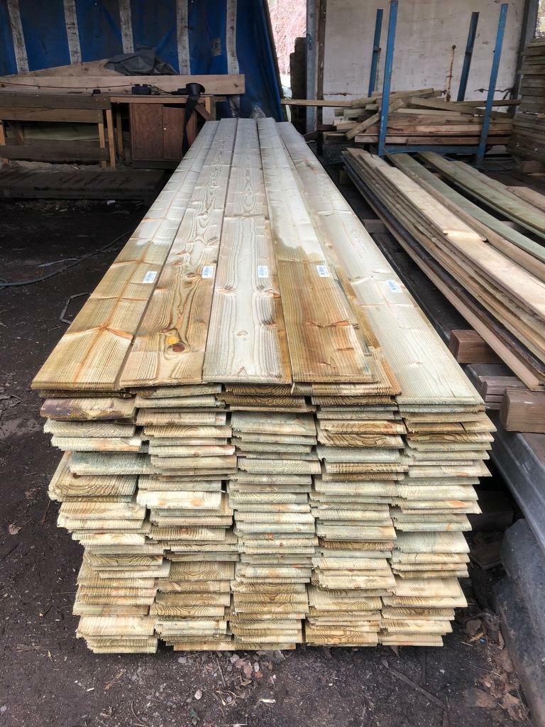 Swedish Shiplap cladding boards. (PRESSURE TREATED) 150mmx22mm