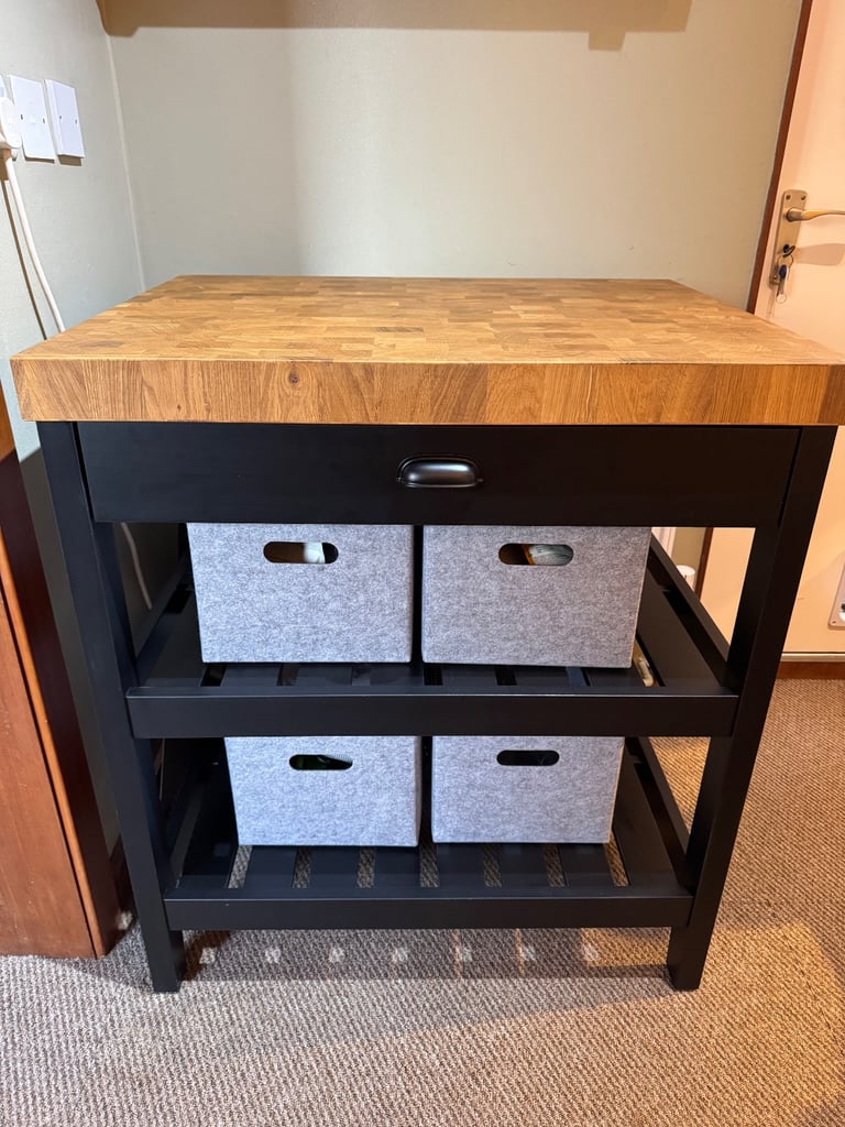 image for IKEA VADHOLMA Kitchen Island – Black / Oak – Immaculate Condition