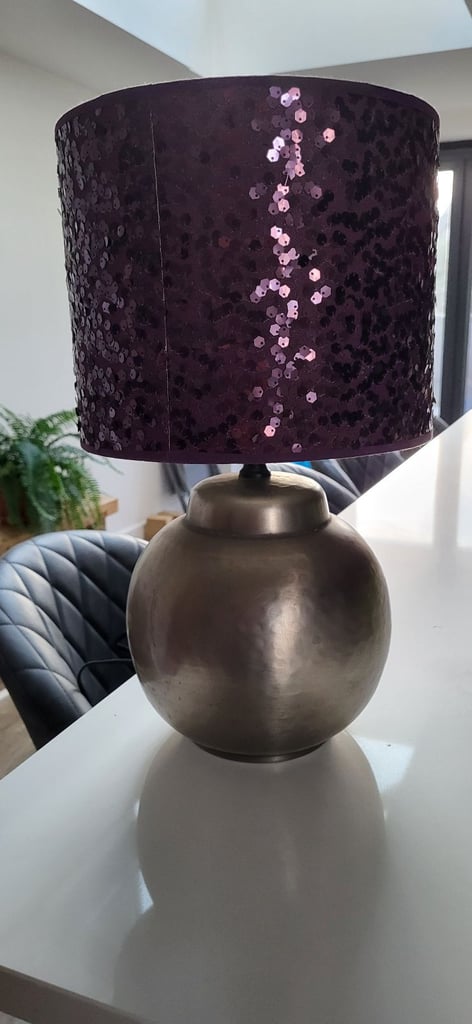 Brushed Chrome Hammered Lamp
