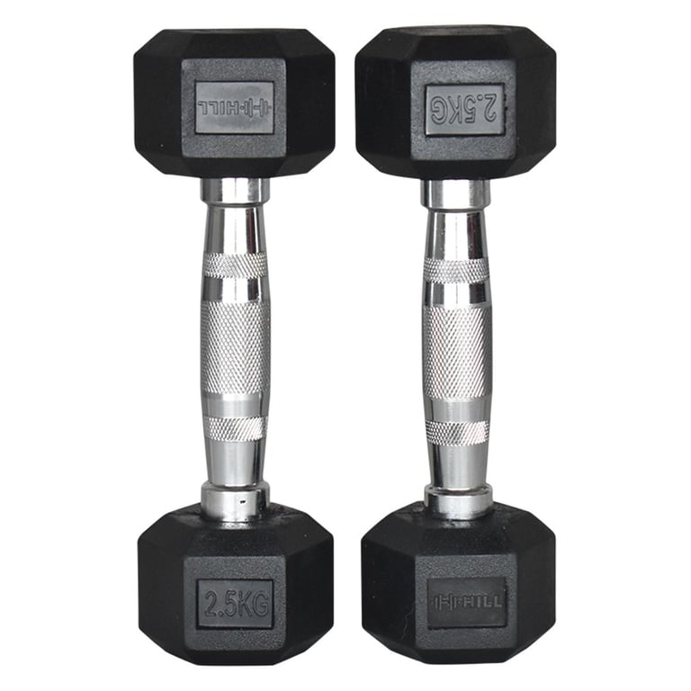 Hill Icon Rubber Hex Dumbbell Set 2.5kg - 20kg - Weights Gym