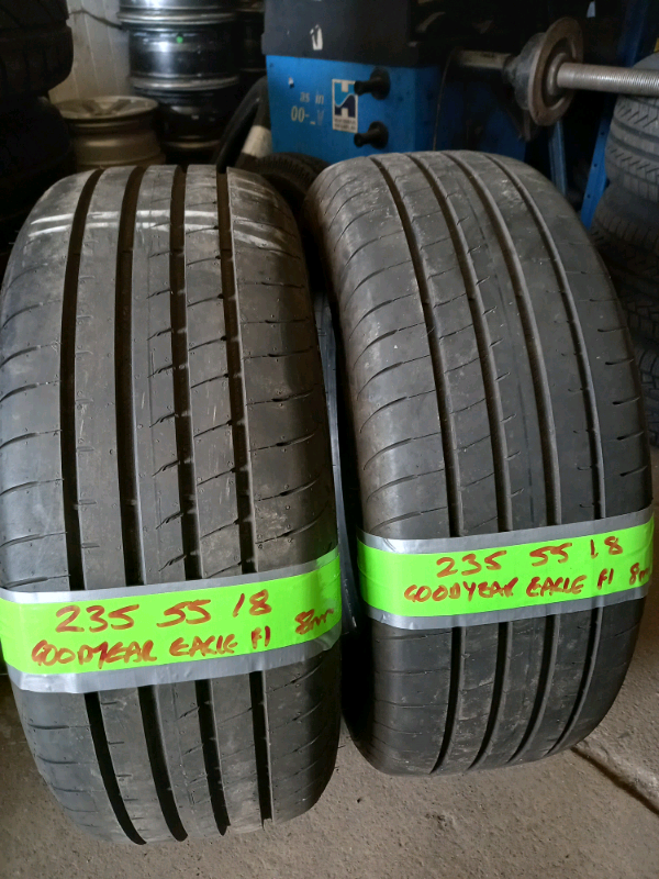 Matching pair 235 55 18 Goodyear tyres 8mm free fit & bal 7days