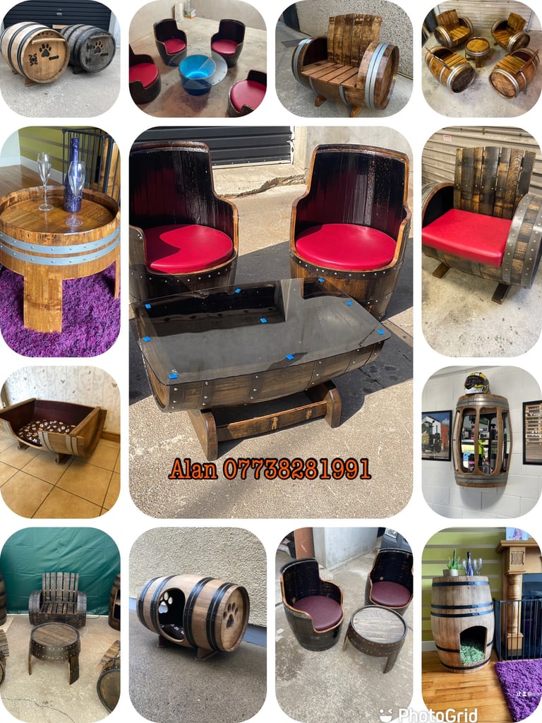 Wine barrel drinks display cabinet 