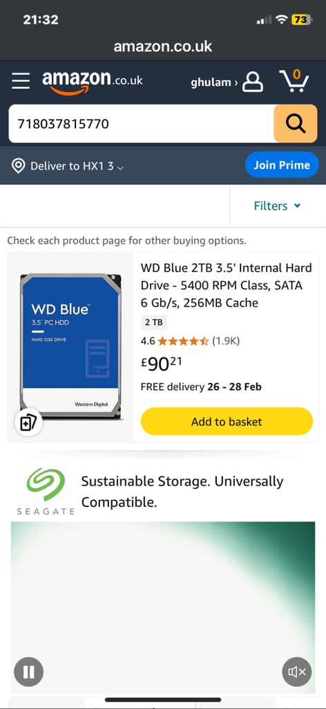 image for WD Blue 2TB 3.5' Internal Hard Drive - 5400 RPM Class, SATA 6 Gb/s, 256MB Cache