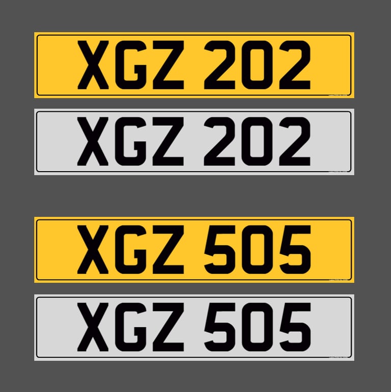 XGZ 202 & XGZ 505 - Matching Pair Dateless Cherished Registration Number Plates