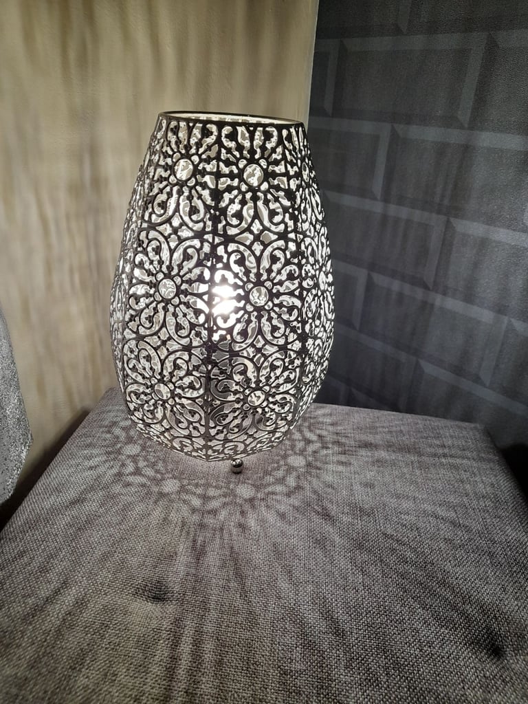 image for Fretwork metal table lamp, as new £28 in Argos, Bargain £15