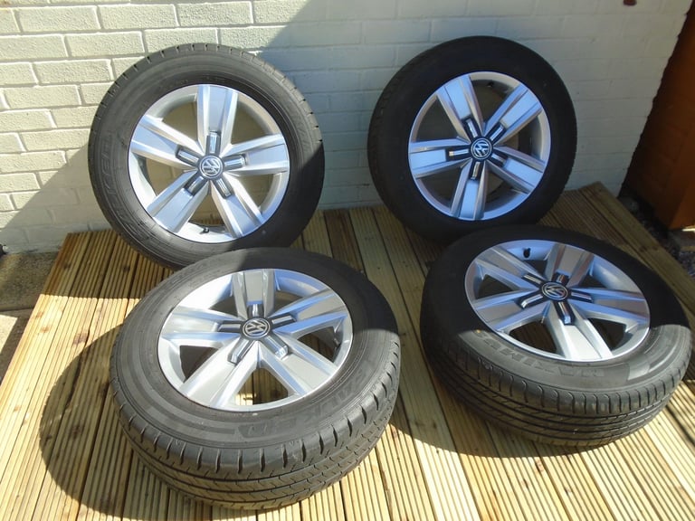 image for 4 X DEVONPORT VOLKSWAGEN TRANSPORTER WHEELS & TYRES 215/235 60 17inch ALL TYRES VIRTUALLY NEW.