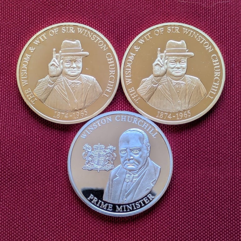 ♥NEW♥ £2 each - GOLD-plated CHURCHILL: WIT AND WISDOM coin medallions