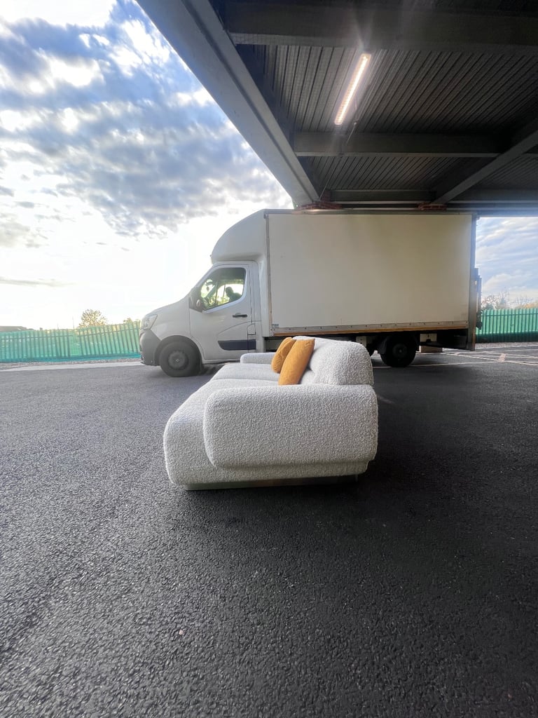 Cream Boucle CB2 Logan 4 Seater Sofa DELIVERY AVAILABLE 