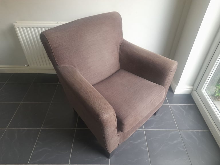 Ikea Large Dark Brown Fabric Armchair . 