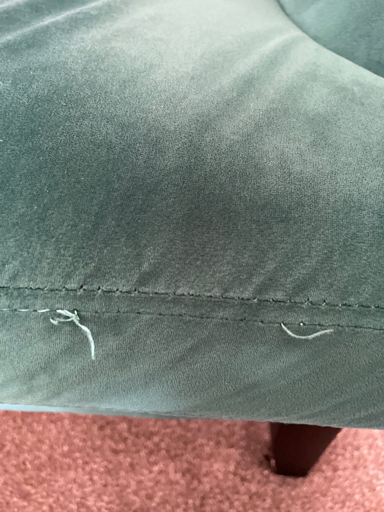 Jade green armchair, velvet feel, high back, 