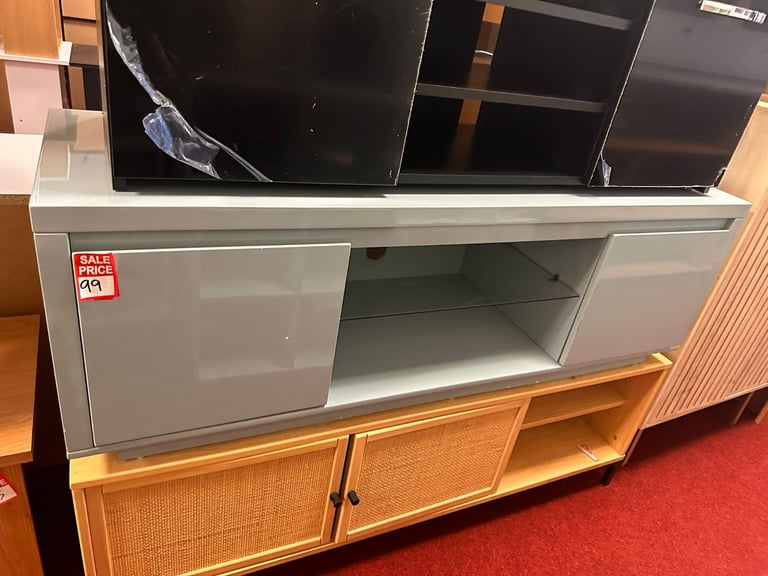 Polar 2 door TV Unit - Grey gloss 