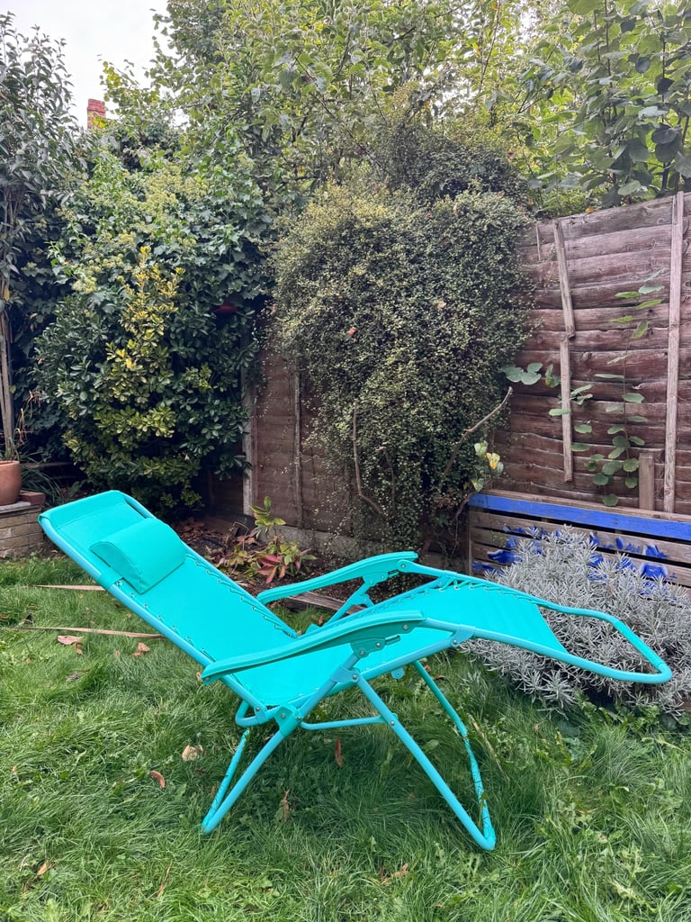 Argos Home Folding Metal Zero Gravity Sun Lounger – Teal