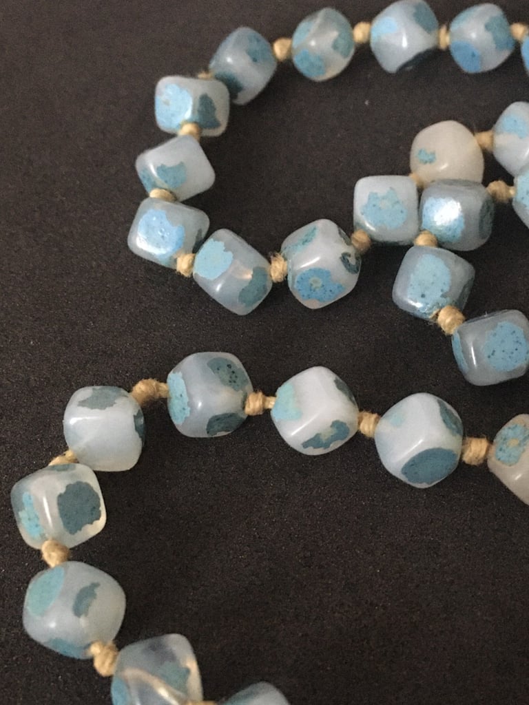 Knotted & Strung Beaded Necklace Vintage Rope Length 58” Inches