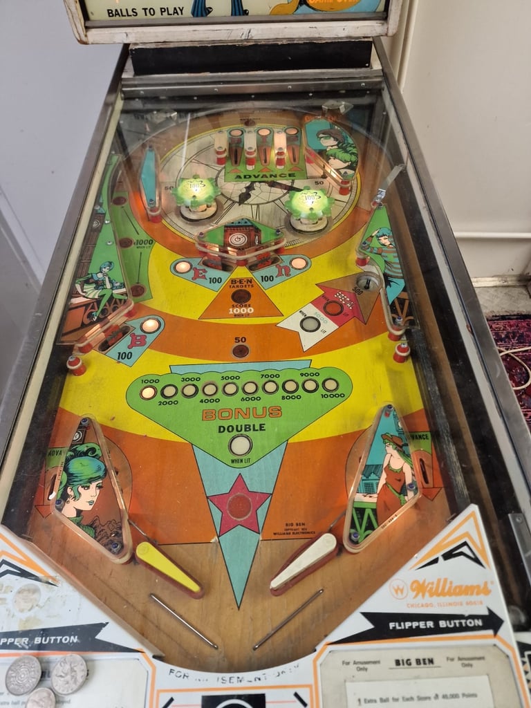 1975 Vintage Retro Fully Working Big Ben Pinball Machine 