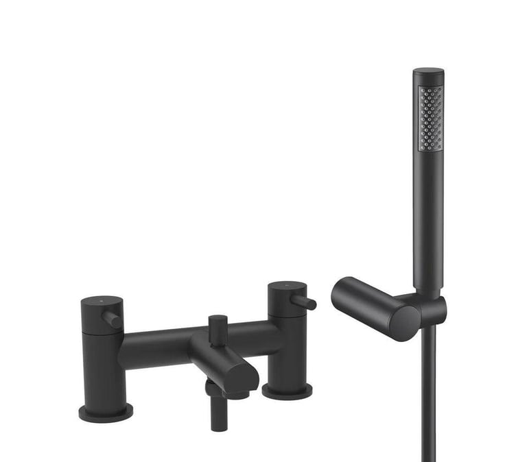 image for Dixon Round lever Bath Shower Mixer Tap with Kit -Matt Black RRP £245 Our Price £65
