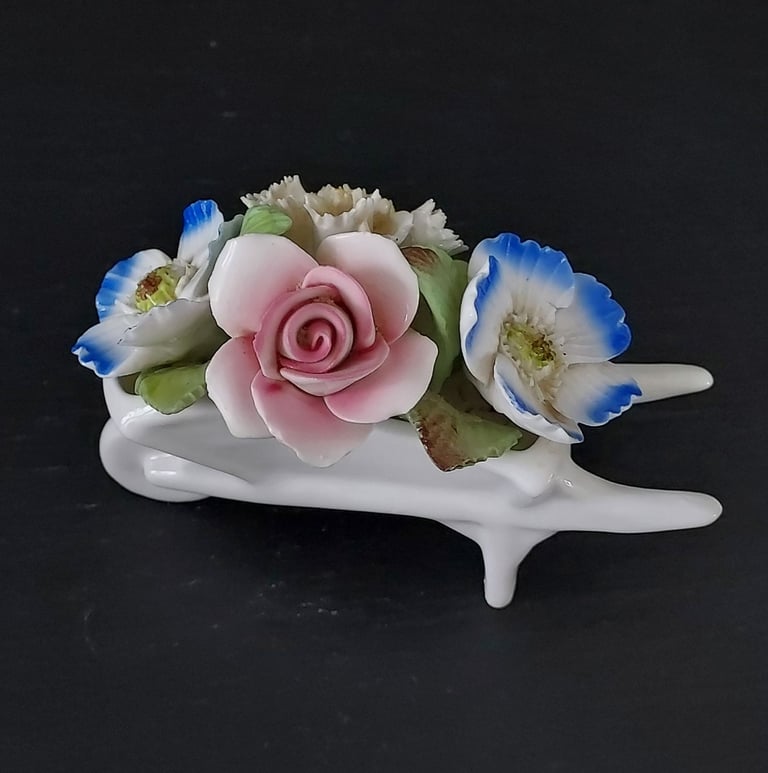 Vintage Royale Stratford Fine Bone China Floral Bouquet in Wheelbarrow