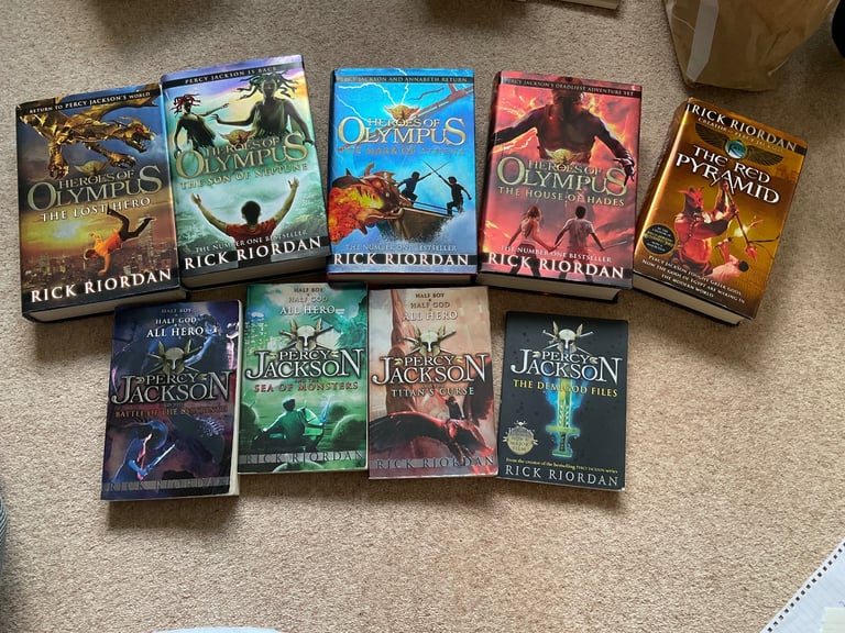 Set of 9 books Percy Jackson & The heroes of Olympus by Rick Riordan ages 9-12