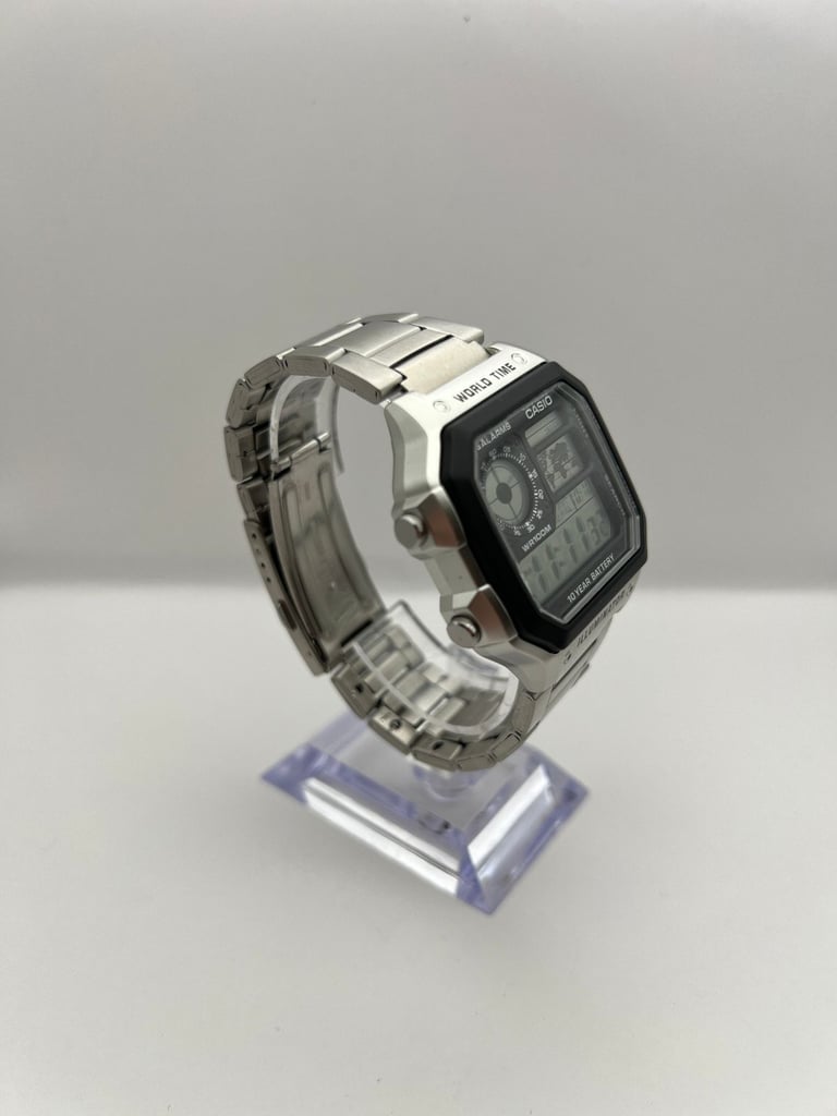 Casio Royale Illuminator AE-1200WHD-1AVEF - Digital World Time Watch, Box & Papers