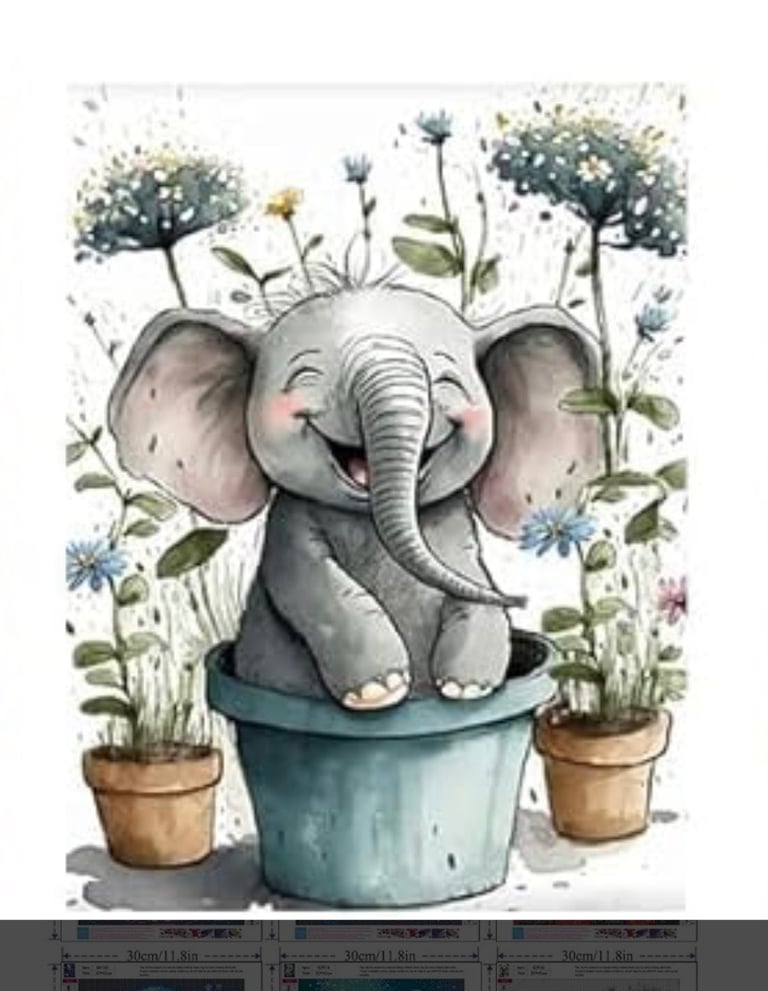 Baby elephant diamond painting 12 x 16