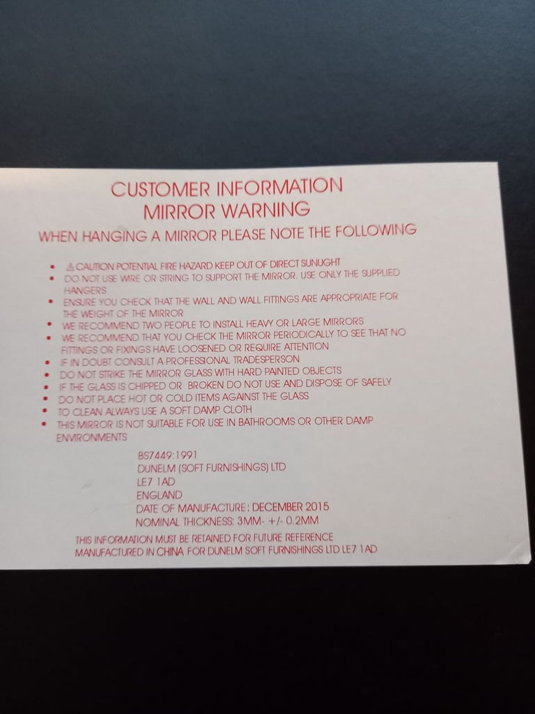 Dunelm  mirror 