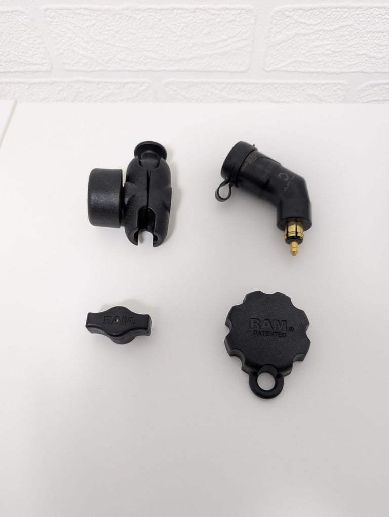image for NEW RAM Mount Arm with Security Knob + RAM to Quad Lock Adapter & Motorcycle 2x DIN USB-A/C Charger