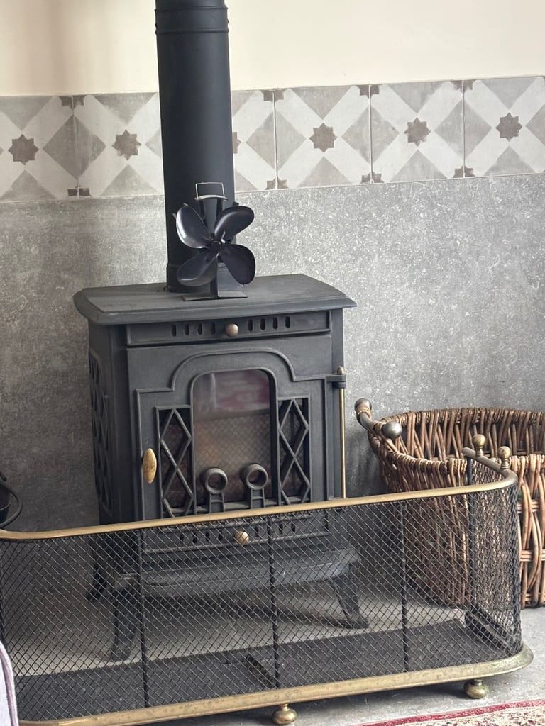 Excellent wood burner with flue and chimney 