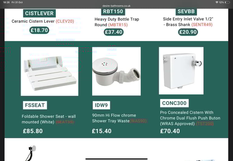 Desire bathrooms, vanity, basin, WC unit, BTW pan , seat, cistern, mixer &waste anthracite or white