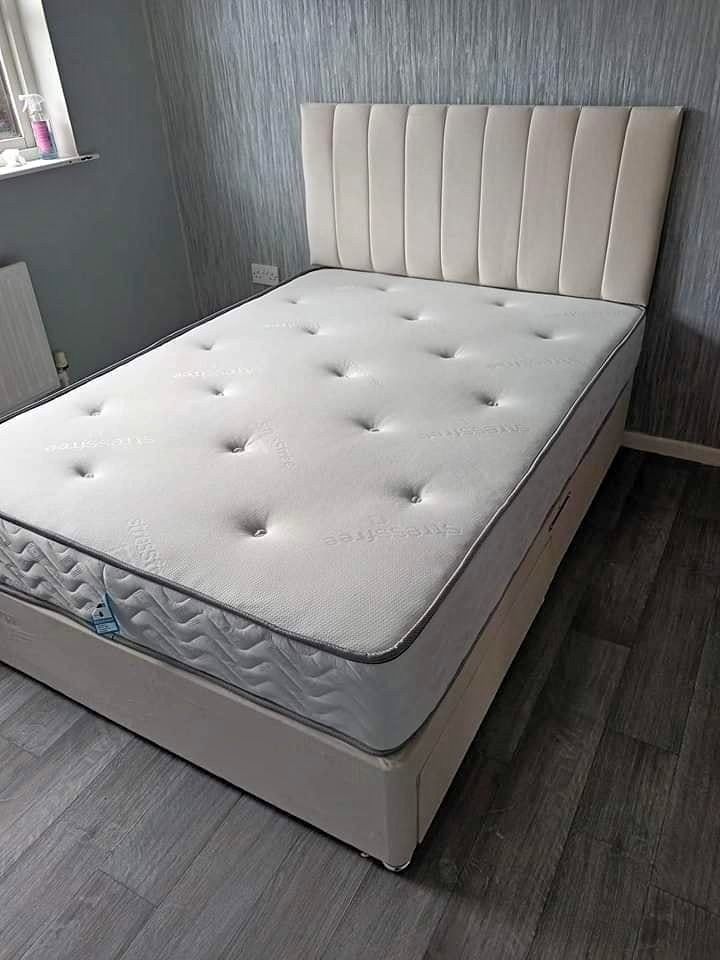 image for Standard Double Size 4ft6 Divan Bed With Mattress Brand New ~ Cash On Delivery ~ Today Delivery