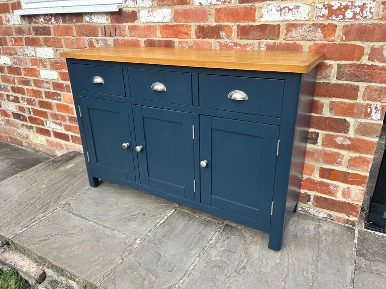 Large Oak & Navy Painted Sideboard - Excellent Condition 