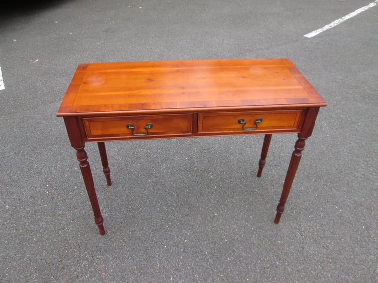 image for YEW VENEER 2-DRAWER CONSUL TABLE at HAVEN TRUST CHARITY SHOP
