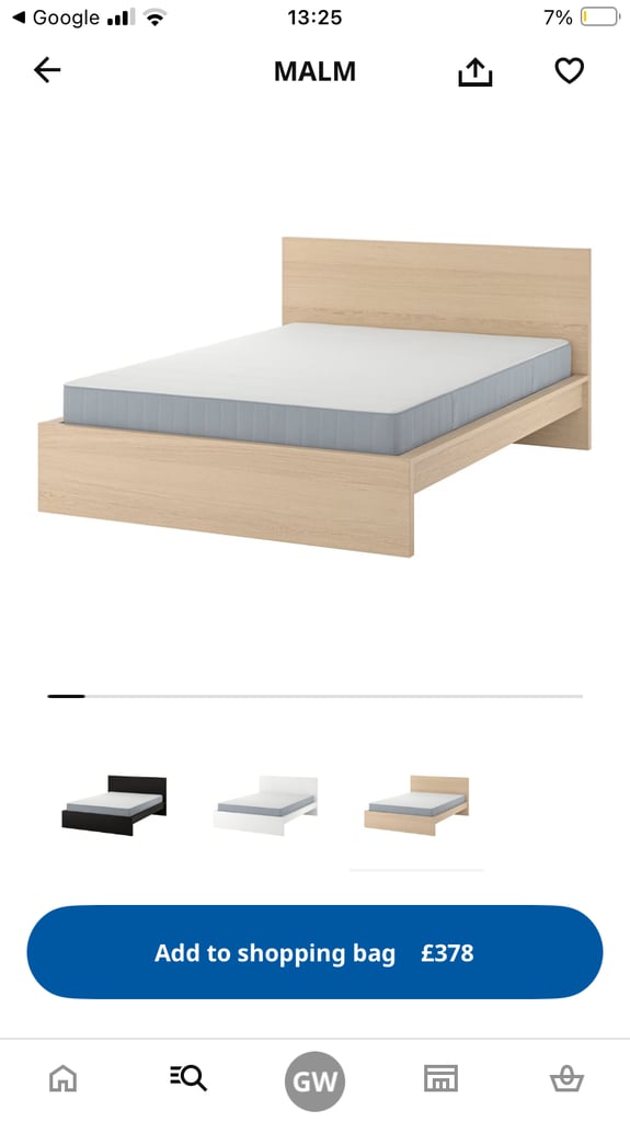 Double Bed with Mattress (IKEA/oak veneer)