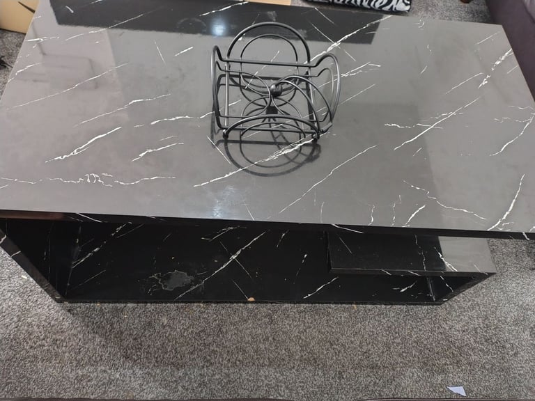 Sleek Black Marble styled Coffee Table - Good Condition