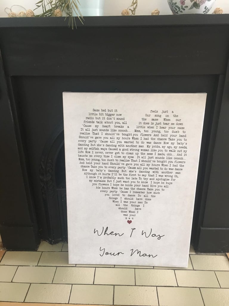 Bruno Mars song lyrics canvas - size 60cm x 90cm