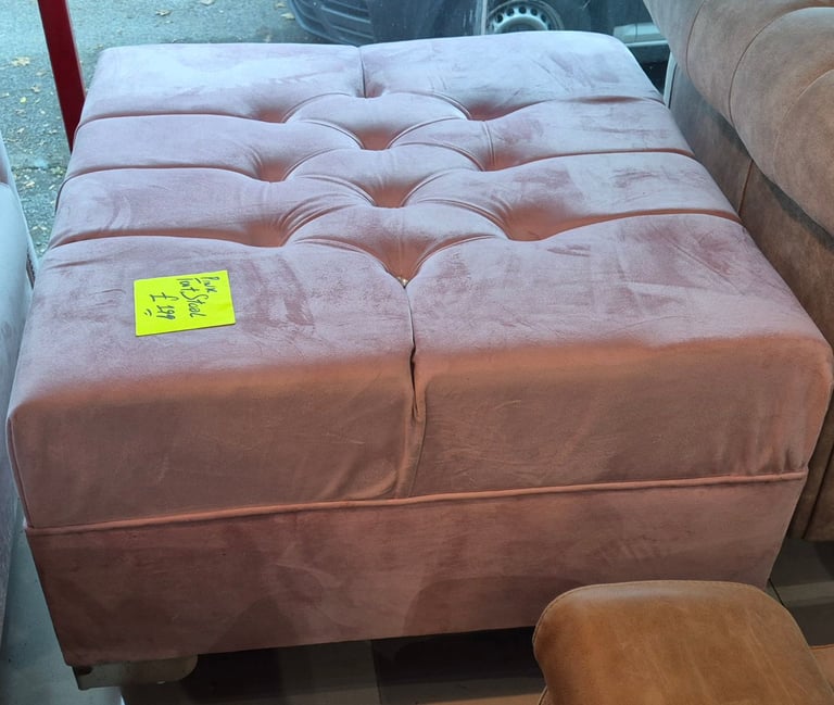 Pink Velvet chesterfield Footstool New 