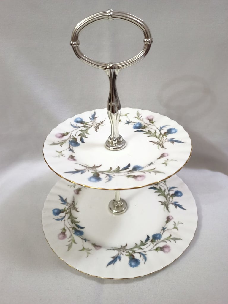 image for ROYAL ALBERT BRIGADOON 2 TIER CAKE STAND.