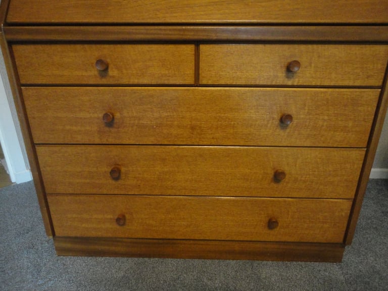 Mid century modern Nathan, retro writing buerau desk,with lock and key