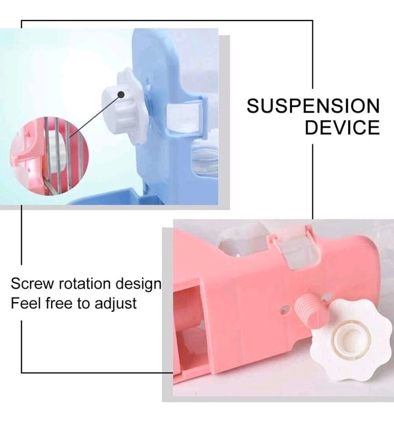 Suspended Water Dispenser Bottle 500ml for Small Animals Pets Portable - Blue