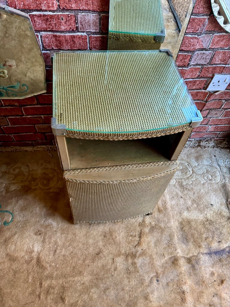 Original Vintage Gold Lloyd Loom bedside table/side table,