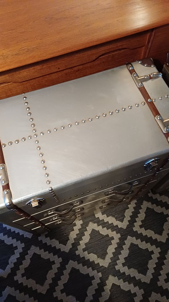 Pair of Timothy Oulton Style Aviator Metal Aluminium Chest of Drawers Industrial