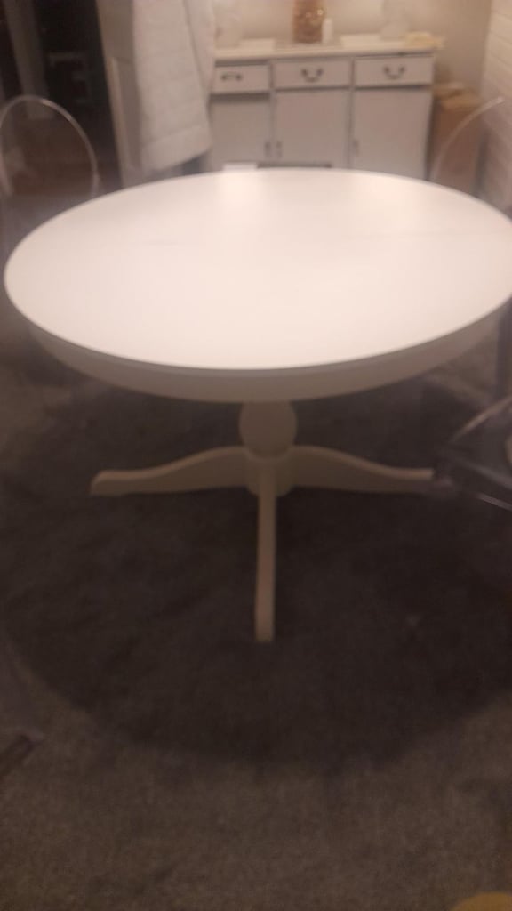 IKEA Rosentorp White Round Extendable Dining Table