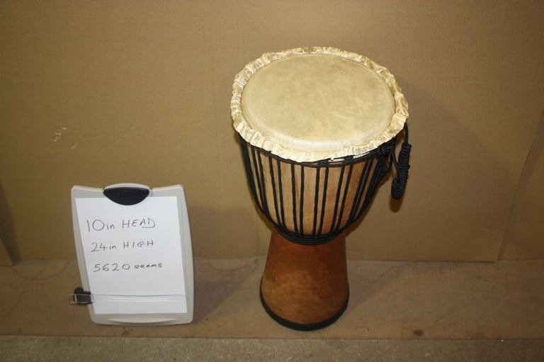 African Wooden Djembe Drum 10in Head x 24in High ~ Weight 5620 Grams ~ £75 ono