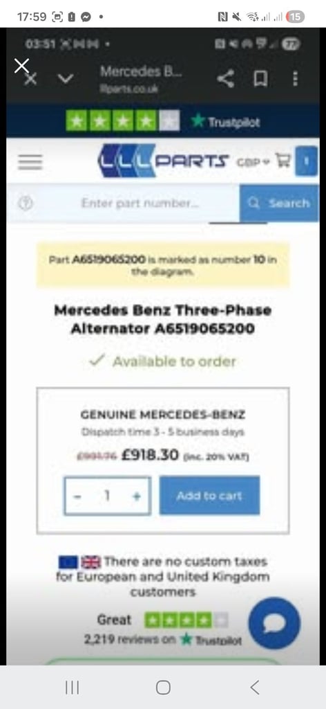 Mercedes-Benz drehstromgener three-phase alternator 