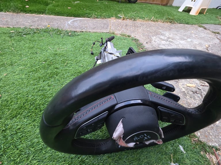 AUDI A5 FLAT BOTTOM MULTIFUNCTION LEATHER STEERING WHEEL Squib Breaking Parts 