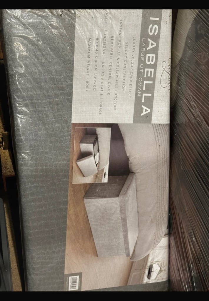 New. Silver Ottoman large storage box  x2 