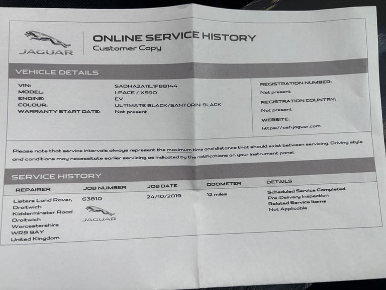 2019 Jaguar I-Pace 400 90kWh SE SUV 5dr Electric Auto 4WD (400 ps) HATCHBACK ELECTRIC Automatic