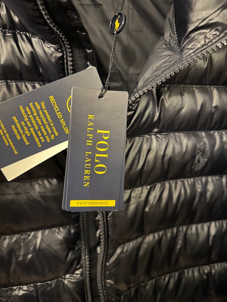 Polo Ralph Lauren Terra Glossy Insulated Bomber Jacket Navy Size M